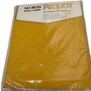 Springs Mills Double Flat Sheet No Iron Perquot Luxury Muslin Gold NEW Vintage